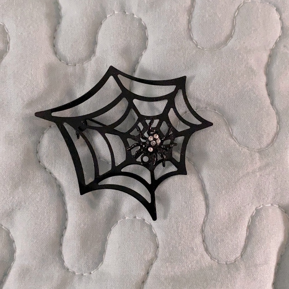 Halloween spider and web pin